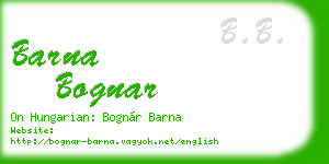 barna bognar business card